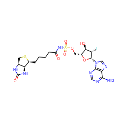 Nc1ncnc2c1ncn2[C@@H]1O[C@H](COS(=O)(=O)NC(=O)CCCC[C@@H]2SC[C@@H]3NC(=O)N[C@H]23)[C@@H](O)[C@@H]1F ZINC000263621235