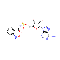 Nc1ncnc2c1ncn2[C@@H]1O[C@H](COS(=O)(=O)NC(=O)c2ccccc2[N+](=O)[O-])[C@@H](O)[C@H]1O ZINC000028865770