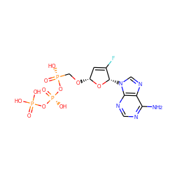 Nc1ncnc2c1ncn2[C@@H]1O[C@H](OC[P@@](=O)(O)O[P@@](=O)(O)OP(=O)(O)O)C=C1F ZINC000034820806