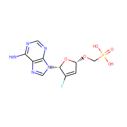 Nc1ncnc2c1ncn2[C@@H]1O[C@H](OCP(=O)(O)O)C=C1F ZINC000029039067