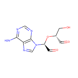 Nc1ncnc2c1ncn2[C@H](C=O)O[C@@H](C=O)CO ZINC000001681689