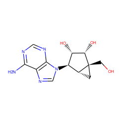 Nc1ncnc2c1ncn2[C@H]1[C@H](O)[C@H](O)[C@]2(CO)C[C@H]12 ZINC000013808600