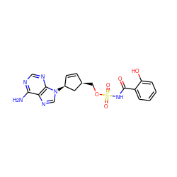 Nc1ncnc2c1ncn2[C@H]1C=C[C@@H](COS(=O)(=O)NC(=O)c2ccccc2O)C1 ZINC000035079665