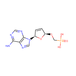 Nc1ncnc2c1ncn2[C@H]1C=C[C@@H](OCP(=O)(O)O)O1 ZINC000003810242