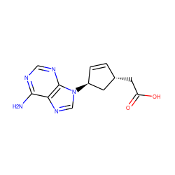 Nc1ncnc2c1ncn2[C@H]1C=C[C@H](CC(=O)O)C1 ZINC000013520054