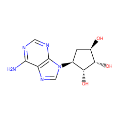 Nc1ncnc2c1ncn2[C@H]1C[C@@H](O)[C@H](O)[C@@H]1O ZINC000001483030