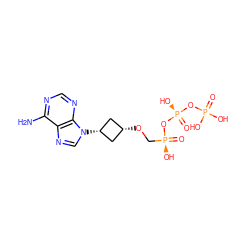 Nc1ncnc2c1ncn2[C@H]1C[C@@H](OC[P@](=O)(O)O[P@](=O)(O)OP(=O)(O)O)C1 ZINC000254079218