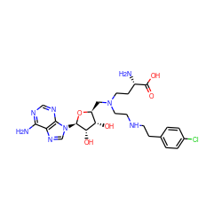 Nc1ncnc2c1ncn2[C@H]1O[C@@H](CN(CCNCCc2ccc(Cl)cc2)CC[C@H](N)C(=O)O)[C@H](O)[C@@H]1O ZINC000169710192