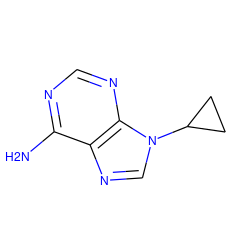 Nc1ncnc2c1ncn2C1CC1 ZINC000001691433