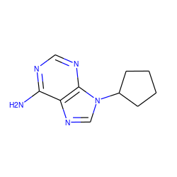 Nc1ncnc2c1ncn2C1CCCC1 ZINC000001566904