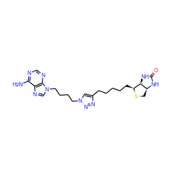 Nc1ncnc2c1ncn2CCCCn1cc(CCCCC[C@@H]2SC[C@@H]3NC(=O)N[C@H]23)nn1 ZINC000095920656