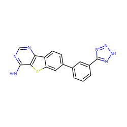 Nc1ncnc2c1sc1cc(-c3cccc(-c4nn[nH]n4)c3)ccc12 ZINC000205456818