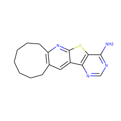 Nc1ncnc2c1sc1nc3c(cc12)CCCCCCC3 ZINC000049073004