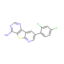 Nc1ncnc2c1sc1ncc(-c3ccc(Cl)cc3Cl)cc12 ZINC000299859189