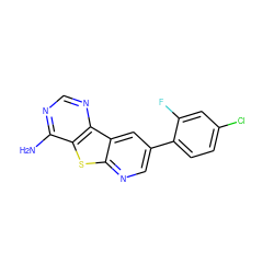 Nc1ncnc2c1sc1ncc(-c3ccc(Cl)cc3F)cc12 ZINC000299854891