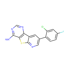 Nc1ncnc2c1sc1ncc(-c3ccc(F)cc3Cl)cc12 ZINC000299868187