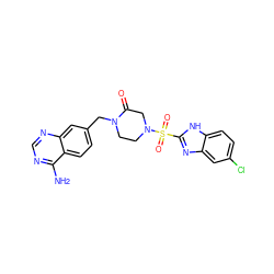 Nc1ncnc2cc(CN3CCN(S(=O)(=O)c4nc5cc(Cl)ccc5[nH]4)CC3=O)ccc12 ZINC000013439839