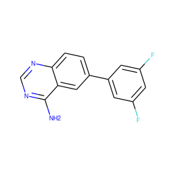 Nc1ncnc2ccc(-c3cc(F)cc(F)c3)cc12 ZINC000148878665