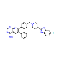 Nc1ncnc2nc(-c3ccc(CN4CCC(c5nc6ccc(F)cc6[nH]5)CC4)cc3)c(-c3ccccc3)cc12 ZINC000029037303