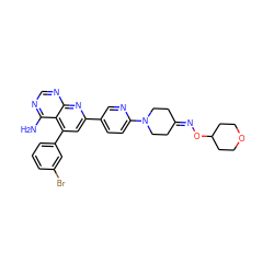 Nc1ncnc2nc(-c3ccc(N4CCC(=NOC5CCOCC5)CC4)nc3)cc(-c3cccc(Br)c3)c12 ZINC000026179420