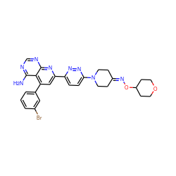 Nc1ncnc2nc(-c3ccc(N4CCC(=NOC5CCOCC5)CC4)nn3)cc(-c3cccc(Br)c3)c12 ZINC000026818840