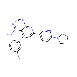 Nc1ncnc2nc(-c3ccc(N4CCCC4)nc3)cc(-c3cccc(Br)c3)c12 ZINC000026174957