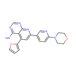 Nc1ncnc2nc(-c3ccc(N4CCOCC4)nc3)cc(-c3ccco3)c12 ZINC000027993204