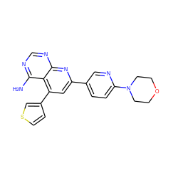 Nc1ncnc2nc(-c3ccc(N4CCOCC4)nc3)cc(-c3ccsc3)c12 ZINC000027991566