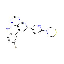 Nc1ncnc2nc(-c3ccc(N4CCSCC4)nc3)cc(-c3cccc(Br)c3)c12 ZINC000026174819