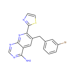 Nc1ncnc2nc(-c3nccs3)c(Cc3cccc(Br)c3)cc12 ZINC000028477271