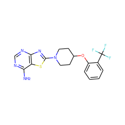 Nc1ncnc2nc(N3CCC(Oc4ccccc4C(F)(F)F)CC3)sc12 ZINC000072124945