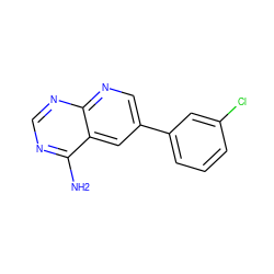 Nc1ncnc2ncc(-c3cccc(Cl)c3)cc12 ZINC000169341875