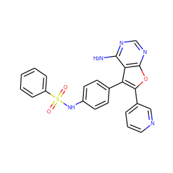 Nc1ncnc2oc(-c3cccnc3)c(-c3ccc(NS(=O)(=O)c4ccccc4)cc3)c12 ZINC000029129008