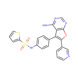 Nc1ncnc2oc(-c3cccnc3)c(-c3ccc(NS(=O)(=O)c4cccs4)cc3)c12 ZINC000029129009