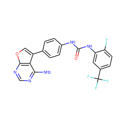 Nc1ncnc2occ(-c3ccc(NC(=O)Nc4cc(C(F)(F)F)ccc4F)cc3)c12 ZINC000003988865