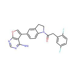 Nc1ncnc2occ(-c3ccc4c(c3)CCN4C(=O)Cc3cc(F)ccc3F)c12 ZINC000095552668