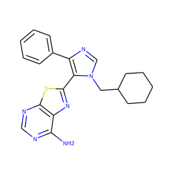 Nc1ncnc2sc(-c3c(-c4ccccc4)ncn3CC3CCCCC3)nc12 ZINC000038625904