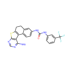 Nc1ncnc2sc3c(c12)-c1ccc(NC(=O)Nc2cccc(C(F)(F)F)c2)cc1CC3 ZINC000063539864