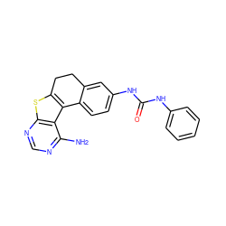 Nc1ncnc2sc3c(c12)-c1ccc(NC(=O)Nc2ccccc2)cc1CC3 ZINC000063298124