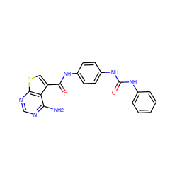 Nc1ncnc2scc(C(=O)Nc3ccc(NC(=O)Nc4ccccc4)cc3)c12 ZINC000063298224