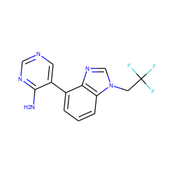 Nc1ncncc1-c1cccc2c1ncn2CC(F)(F)F ZINC000095558797