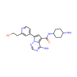 Nc1ncnn2c(-c3ccnc(CCO)c3)cc(C(=O)NC3CCC(N)CC3)c12 ZINC000169704069