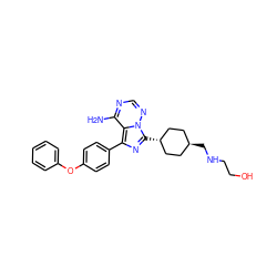 Nc1ncnn2c1c(-c1ccc(Oc3ccccc3)cc1)nc2[C@H]1CC[C@H](CNCCO)CC1 ZINC000261163904