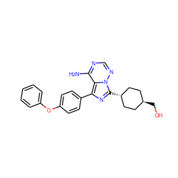 Nc1ncnn2c1c(-c1ccc(Oc3ccccc3)cc1)nc2[C@H]1CC[C@H](CO)CC1 ZINC000261187247