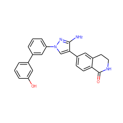 Nc1nn(-c2cccc(-c3cccc(O)c3)c2)cc1-c1ccc2c(c1)CCNC2=O ZINC000045391520