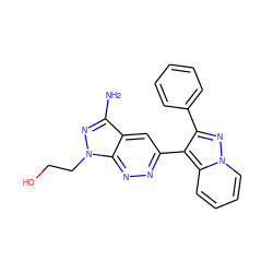 Nc1nn(CCO)c2nnc(-c3c(-c4ccccc4)nn4ccccc34)cc12 ZINC000028565407