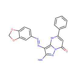 Nc1nn2c(=O)cc(-c3ccccc3)[nH]c2c1N=Nc1ccc2c(c1)OCO2 ZINC000253531721