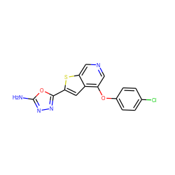 Nc1nnc(-c2cc3c(Oc4ccc(Cl)cc4)cncc3s2)o1 ZINC000034043207