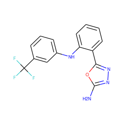 Nc1nnc(-c2ccccc2Nc2cccc(C(F)(F)F)c2)o1 ZINC000013828112