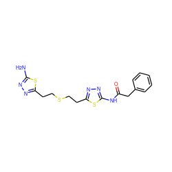 Nc1nnc(CCSCCc2nnc(NC(=O)Cc3ccccc3)s2)s1 ZINC000095578114